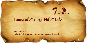 Tomanóczy Máté névjegykártya